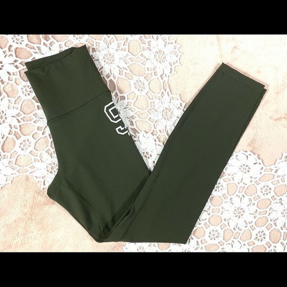 NWOT Lululemon SoulCycle Skull Crop Pant Leggings Green 4 - Picture 1 of 8